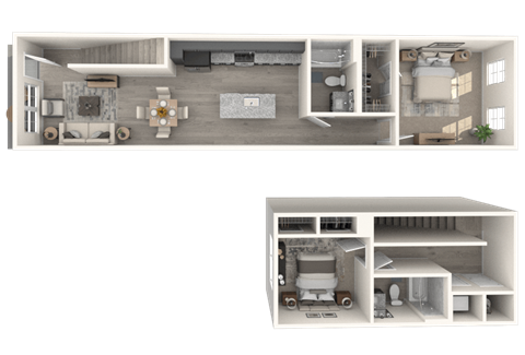 Floor plan for 2 beds, 2 baths, 1181 sqft